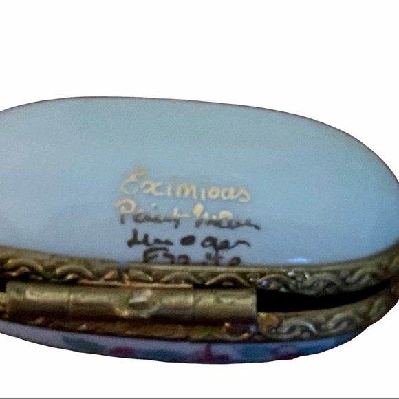 Sold//Bienvenue Limoge Trinket Box, Authentic, Hand Painted Limoge Trinket Box - Picture 5 of 7